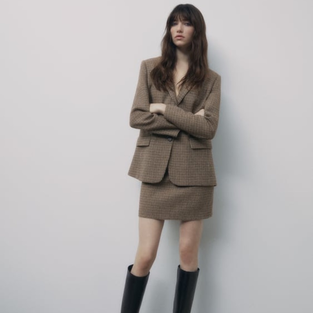 Zara Wool Plaid Mini Skirt